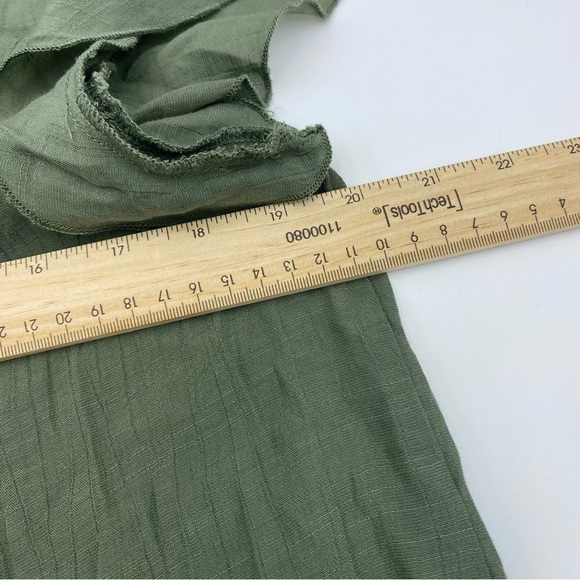Nanette Lepore Olive Green Cap Sleeve Peasant Blouse Boho Pleat Detail Sz M - Picture 7 of 9